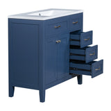 English Elm 36" Bathroom Vanity With Sink Combo, Blue Bathroom Cabinet With Drawers, Solid Frame and Mdf Board