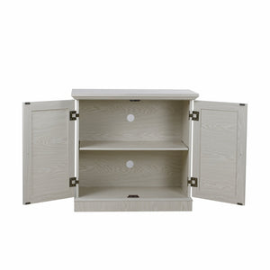 English Elm Storage Sideboard with Mirrored Acrylic Doors and Wood Grain Mdf Finish for Compact Rooms White W2899P372747