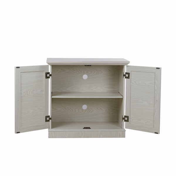 English Elm Storage Sideboard with Mirrored Acrylic Doors and Wood Grain Mdf Finish for Compact Rooms White W2899P372747