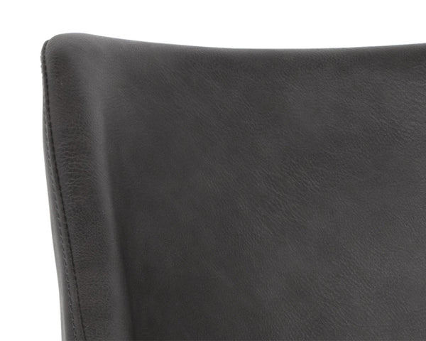 Sunpan Mason Dining Armchair – Stylish Faux Leather Seat with Black Powder Coated Iron Legs for Urban Spaces Town Grey