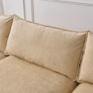 English Elm 105" L-shaped Chenille Sectional with Ottoman Pocket Spring Living Room Sofa Light Coffee W1097S00226