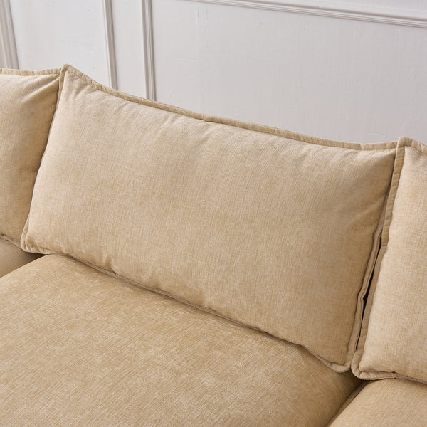 English Elm 105" L-shaped Chenille Sectional with Ottoman Pocket Spring Living Room Sofa Light Coffee W1097S00226