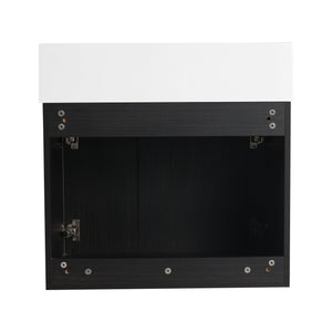 English Elm 24 Inch Bathroom Cabinet Resin Sink Vanity with Soft-Close Doors, Beveled Handle, Water-Resistant Finish Black Chestnut W999P228747