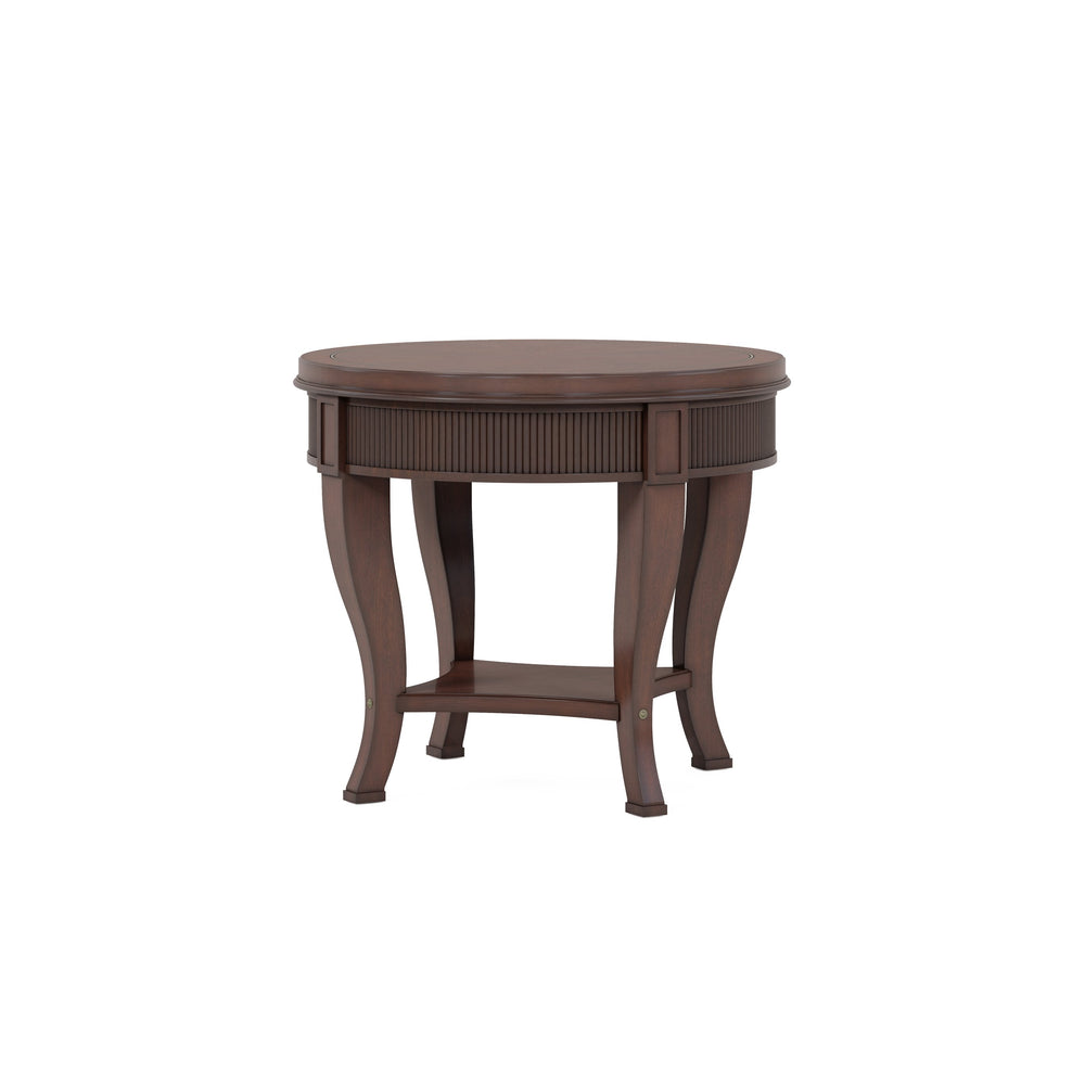 A.R.T. Furniture Revival Round End Table In Napa Mahogany - Elegant Traditional Design With Open Shelf & Inlay Detail Brown Rubberwood Solids,Quarter Mahogany Veneer,Resin 328303-1730