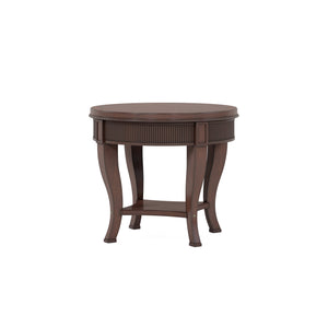 A.R.T. Furniture Revival Round End Table In Napa Mahogany - Elegant Traditional Design With Open Shelf & Inlay Detail Brown Rubberwood Solids,Quarter Mahogany Veneer,Resin 328303-1730