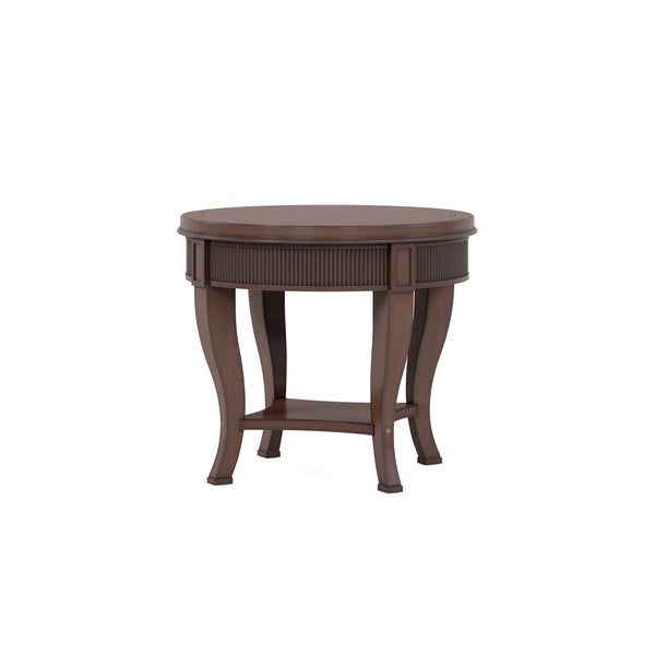A.R.T. Furniture Revival Round End Table In Napa Mahogany - Elegant Traditional Design With Open Shelf & Inlay Detail Brown Rubberwood Solids,Quarter Mahogany Veneer,Resin 328303-1730
