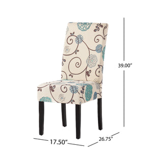 English Elm Christopher Knight Home® - DINING Chair with Plush Fabric Upholstery, Rubberwood Legs, Contemporary Minimalist Comfort and Style White+Blue 60162.00