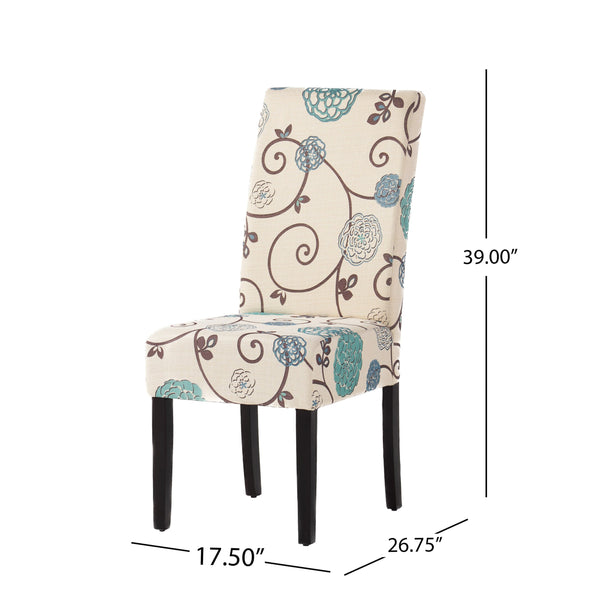 English Elm Christopher Knight Home® - DINING Chair with Plush Fabric Upholstery, Rubberwood Legs, Contemporary Minimalist Comfort and Style White+Blue 60162.00