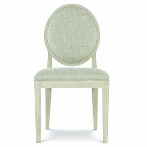Bernhardt Bernhardt East Hampton Oval Back Side Chair In Muted Gray Upholstery, Cerused Linen Ash Finish 395561