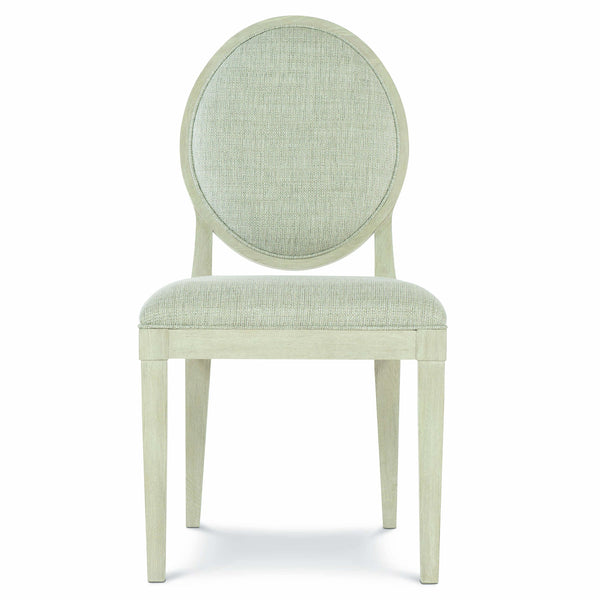 Bernhardt Bernhardt East Hampton Oval Back Side Chair In Muted Gray Upholstery, Cerused Linen Ash Finish 395561