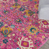 Nourison Passion PSN01 Machine Made Power-loomed Borderless Design Indoor Only Bohemian Transitional Rug Fuchsia, Pink 100% Polypropylene 99446013446