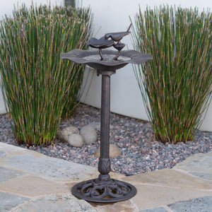 Christopher Knight Home® - Noble House - Lancaster Outdoor Bronze Finished Aluminum Top Bird Bath with Iron Base