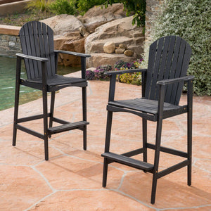 English Elm Outdoor Solid Acacia Wood Adirondack Barstools Set of 2 for Patio Deck Entertaining 61680.00DGRY
