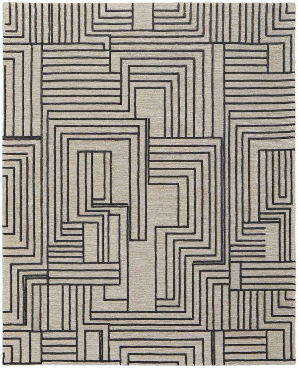 Feizy Rugs Gansett Hand Woven Wool Area Rug – Durable, Geometric Design Perfect For High-traffic Spaces Tan,Brown Wool T25t8011bgebrne10