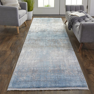 Feizy Rugs Cadiz Abstract Low Pile Rug - Modern Elegance With Distinctive Patterns Inspired By Spanish Architecture Blue,Gray,Silver Viscose,Acrylic 86639fwfblugryi89