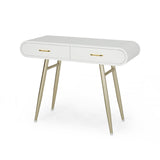 Christopher Knight Home® - Noble House - Dehaviland Modern Faux Wood Vanity Table, White And Champagne Gold