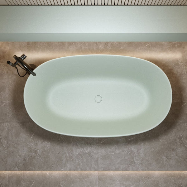 English Elm 47'' Freestanding Stone Resin Soaking Tub Sculpted Solid Surface with Heat Retention Turquoise Green W2753P416610