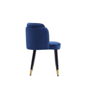 English Elm Zephyr Velvet Dining Chair with Solid Wood Frame, Gold-Tip Splayed Legs and Tulip Stitching Blue B365P397767
