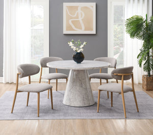 English Elm Modern Luxury Dining Chairs Set of 2 Beige Padded Seat Back Metal Frame Comfortable Stylish Dining Natural+Grey 25 L x 30 W x 22 H B2741P345875