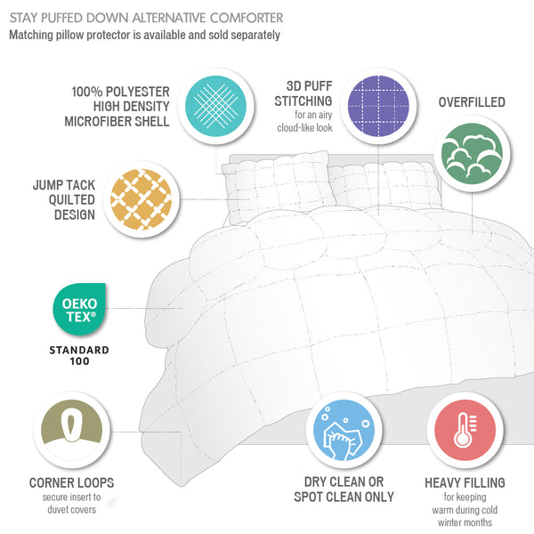 JLA Home Madison Park - Overfilled Plush Down Alternative Comforter — Cloud-Like Loft, OEKO-TEX, Zipper Closure, Machine Washable 90 L x 90 W x 1.5H MP10-8444