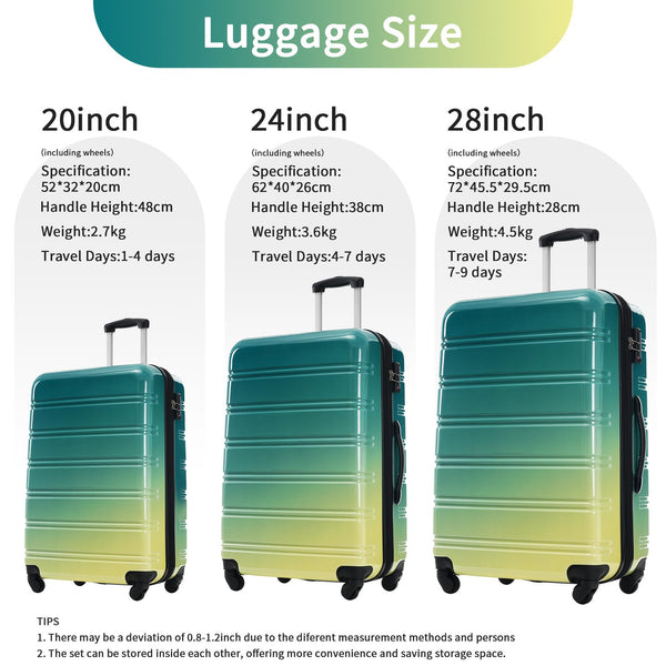 English Elm Hardshell Polycarbonate 3 Piece Spinner Luggage Set with Tsa Lock Expandable Travel N732P184448R