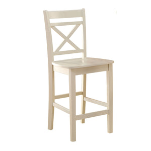 English Elm Cream Cross Back Counter Height Chairs Set of 2 — Elegant Cream Finish, Tapered Legs & Footrest Comfort B062P189109