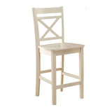 Set of 2 Cream Cross Back Counter Height Dining Chairs, Elegant Design, Stable & Comfortable Seating