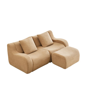 English Elm L-Shaped Teddy Fabric 2-Seat Sofa - No Assembly, Ergonomic Design, High-Density Comfort For Any Space W714S01429