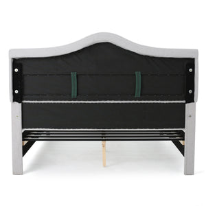 English Elm Upholstered Queen Platform Bed Arched Nailhead Tufted Frame No Box Spring Needed N761S6054002E