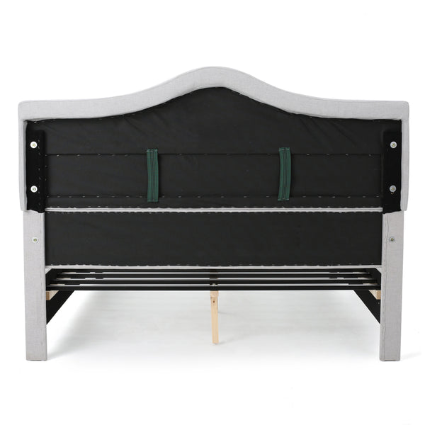 English Elm Upholstered Queen Platform Bed Arched Nailhead Tufted Frame No Box Spring Needed N761S6054002E
