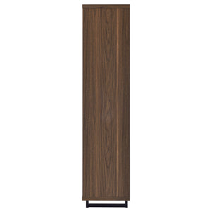 English Elm Rodger Walnut 3-Shelf Cabinet Bookcase with Slatted Doors, Open Back Accent Storage for Home Office_x000D_ B062P378335