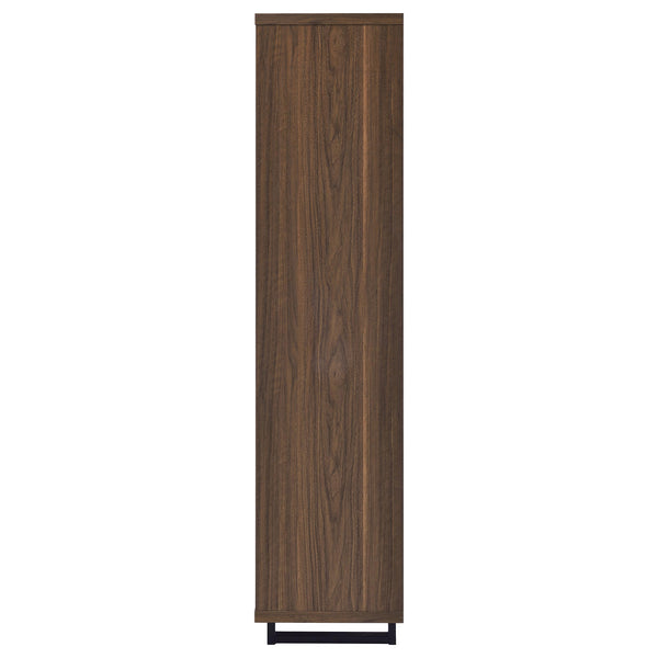 English Elm Rodger Walnut 3-Shelf Cabinet Bookcase with Slatted Doors, Open Back Accent Storage for Home Office_x000D_ B062P378335