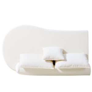 English Elm 138.6" Curved Modular Sectional Sofa Low Profile High Density Foam Living Room Lounge White N767P366006W