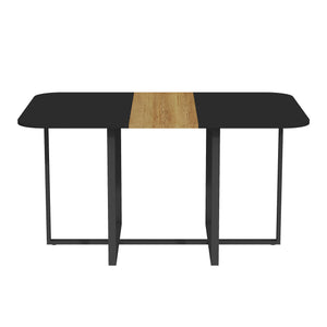 English Elm Multi-functional Dining Work Table Two-tone Mdf Top Metal Base for Modern Compact Spaces Black,Wood W3875P385208