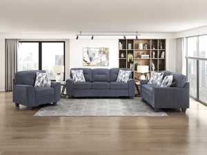 English Elm Contemporary Chenille 3 Piece Sofa Set with Pocket Coil Support and Reversible Cushions Blue B011S02477