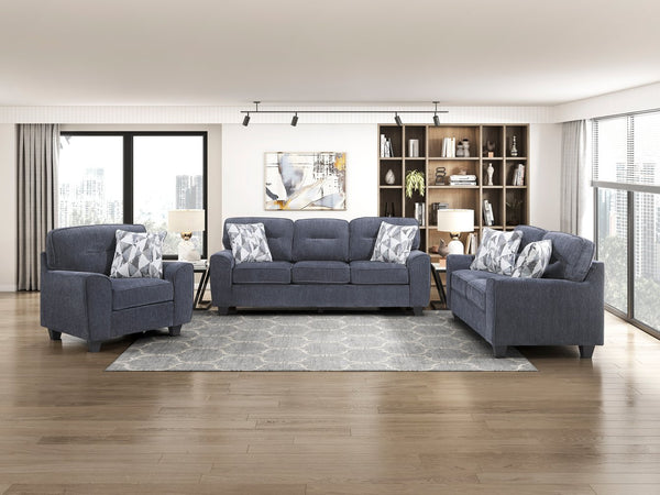 English Elm Durable Chenille Upholstered Loveseat with Pocket Coil Support and Contemporary Style Blue B011P474322
