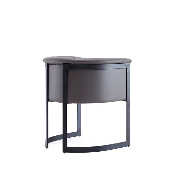 English Elm Corso Modern Metal Dining Chair with Smooth Vegan Leather Upholstery and Geometric Black Frame Gray B365P397741