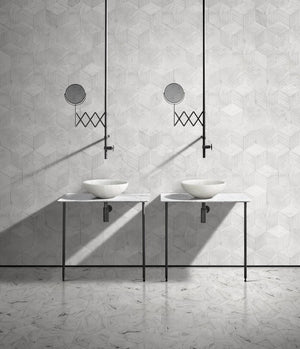 English Elm White Natural Marble Vessel Sink - Semi-Polished Elegance For Modern Bathrooms, 15.7" Diameter W1696P333277-GIGA