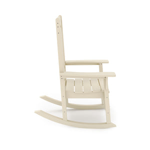 English Elm Beige Hdpe Poly Lumber Porch Rocking Chair with High Back for Outdoor Patio Use Beige B195P198775