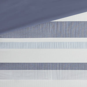 English Elm King/Cal King Allegany 3 Piece Jacquard Duvet Cover Set – Striped Blue Gray Cream, Antimicrobial, Machine Washable, Button Closure B03597366