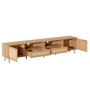 English Elm Rattan Door Media Console with Pine Legs Modern Farmhouse Tv Stand for Large Living Rooms N710P365030P