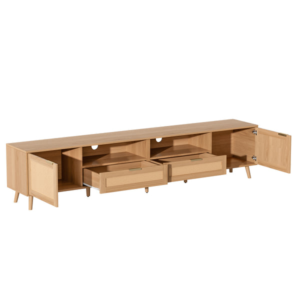 English Elm Rattan Door Media Console with Pine Legs Modern Farmhouse Tv Stand for Large Living Rooms N710P365030P