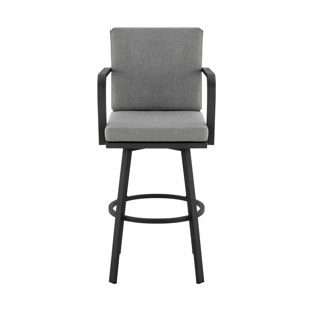 English Elm Ellan 26" Outdoor Swivel Counter Stool with Weather-Resistant Upholstery and Rust-Free Aluminum Frame Gray B2736P354280