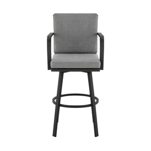 English Elm Ellan 26" Outdoor Swivel Counter Stool with Weather-Resistant Upholstery and Rust-Free Aluminum Frame Gray B2736P354280