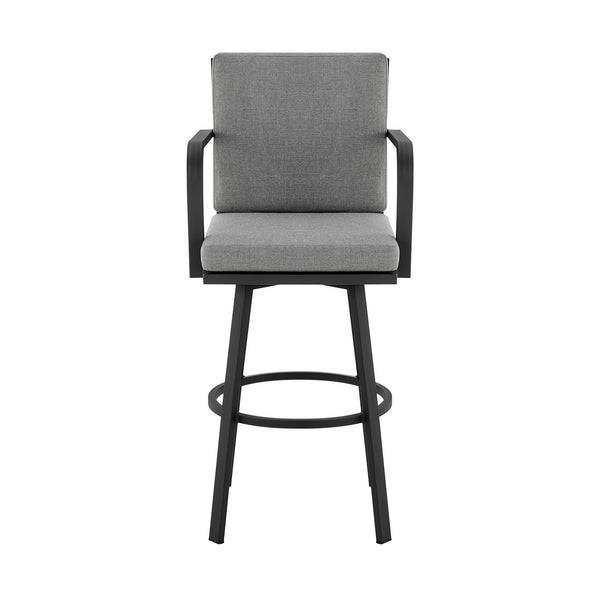 English Elm Ellan 26" Outdoor Swivel Counter Stool with Weather-Resistant Upholstery and Rust-Free Aluminum Frame Gray B2736P354280