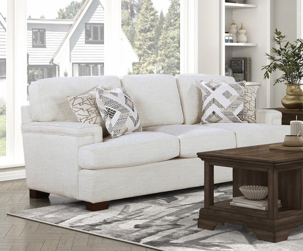 English Elm Modern Orson Cream Chenille Sofa 91" Spacious 3-Seater with Espresso Wood Legs & Accent Pillows B011P256682