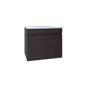 English Elm Chaux Floating Wide Double-Door Vanity with Resin Sink, Black Wenge Finish, Soft-Close, 23.2" B200P335379