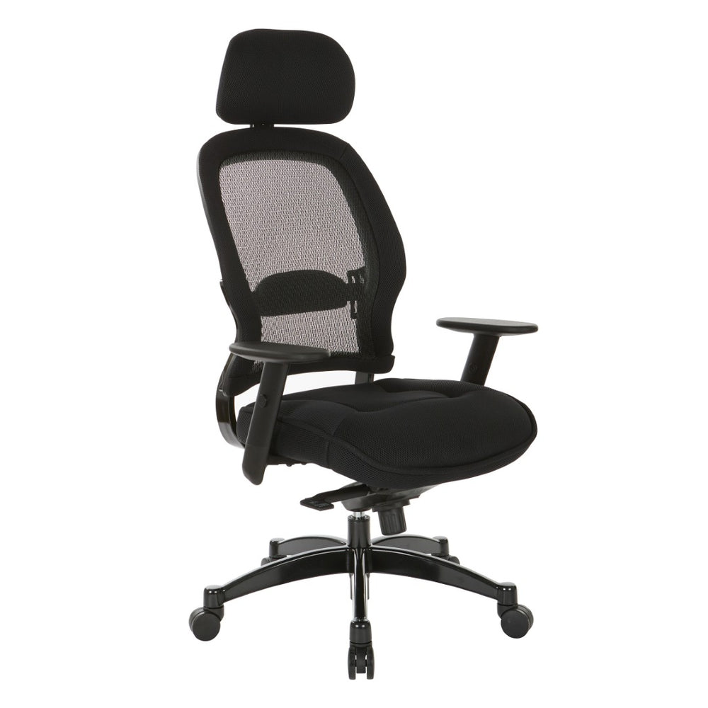 OSP Home Furnishings Pro Dlx Ergonomic Mesh Office Chair with Lumbar Support and Synchro Tilt for Long Workdays 25004