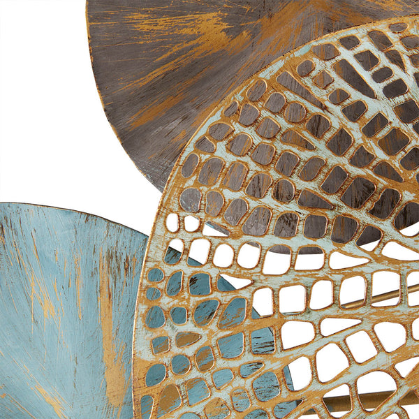 JLA Home Madison Park - Multi-colored Metal Lily Pad Wall Art Set — Two-Piece Coastal Abstract Leaves with Layered Metallic Finish MP167-0357