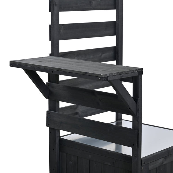 English Elm Topmax Modular Fir Wood Outdoor Kitchen Cart Stainless Steel Prep Station Black N717P417963B